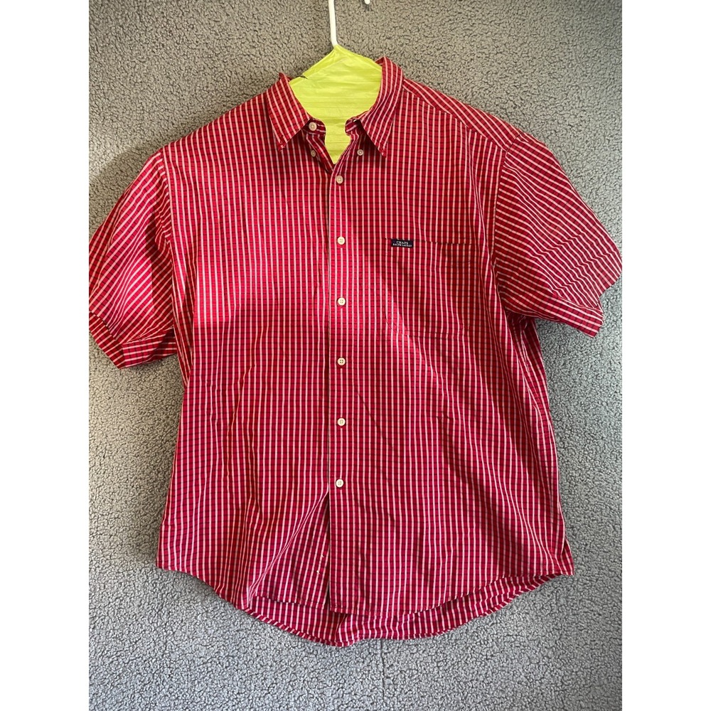 CRL Chaps Ralph Lauren Buttton down cotton XLPlaid Red Short Sleeve